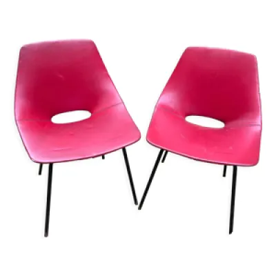 Paire de chaises Amsterdam - simili rouge