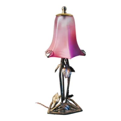 Lampe fer forgé de 1920 - patine rose