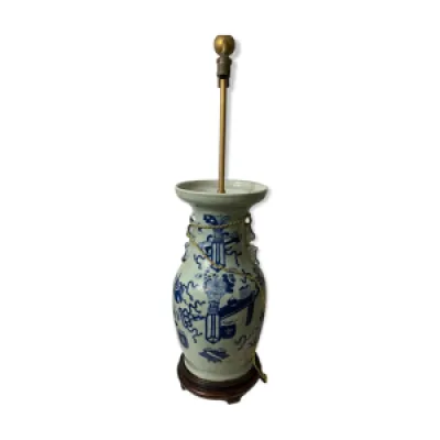 Chine Vase balustre XIXe - blanc lampe