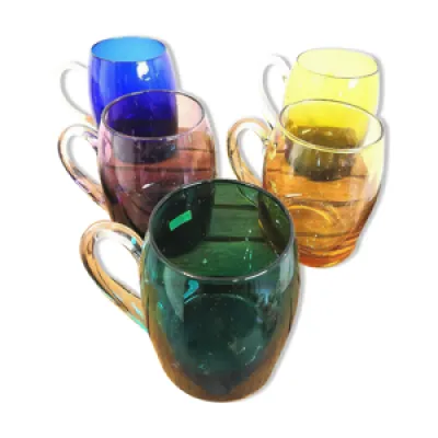 Série de 5 verres, chopes - murano design