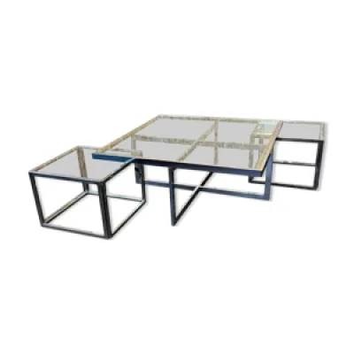 Table basse chrome & - laiton tables gigognes