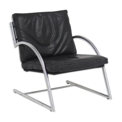 fauteuil vintage design - cuir milieu