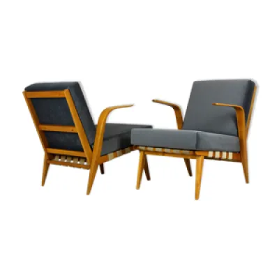2 fauteuils en bois courbé - ensemble milieu