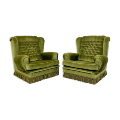 Deux fauteuils vintage - velours vert