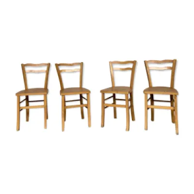 Série 4 chaises en bois - 1950 bistrot
