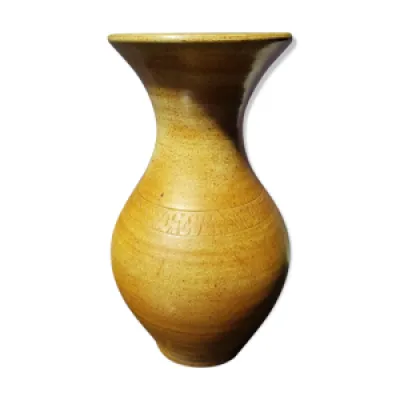 Vase ancien grès marron - beige