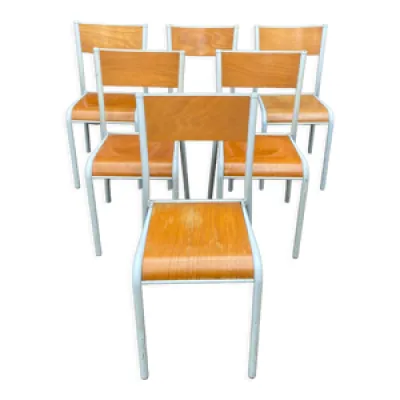 6 chaises d'école 70s - industrielle
