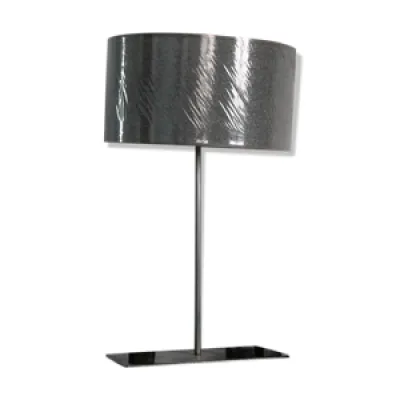 Lampe en métal avec - bois abat jour gris