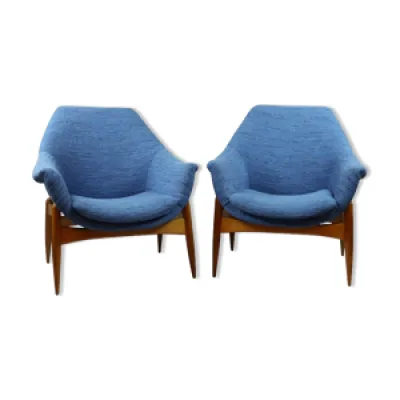 Paire de fauteuils hongrois - bleu