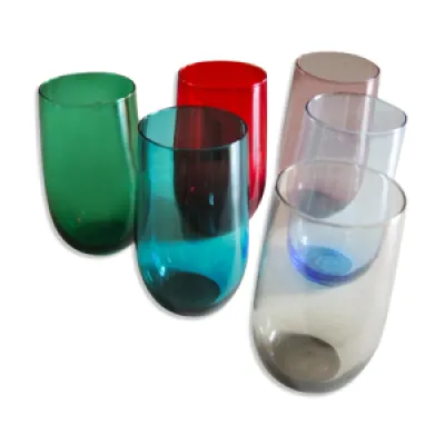 Série de 6 anciens verres - couleur