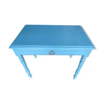 Ancienne table en bois - bleu canard