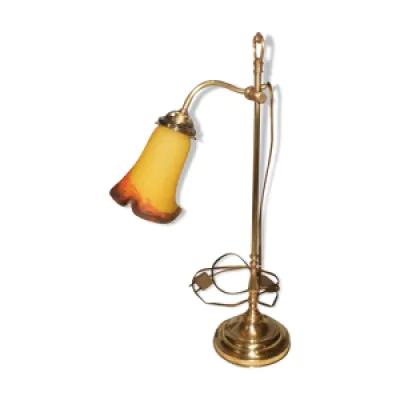 Lampe en bronze et tulipe - verre vianne