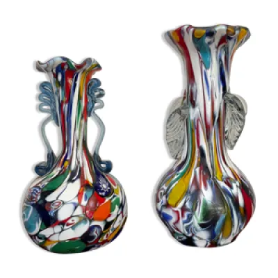 Paire de vases  en verre - murano