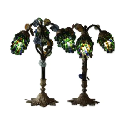 Paire lampes table - bronze art