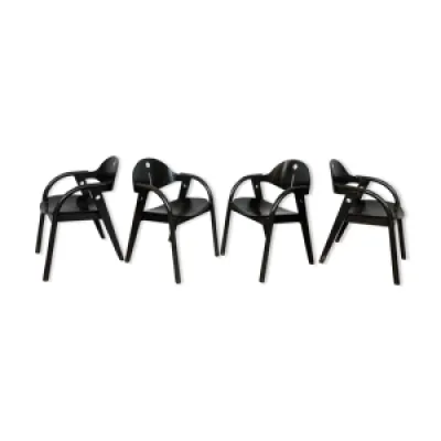 Série de 4 fauteuils - noir 1970