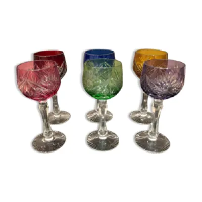 Ensemble de 6 verres - cristal couleur