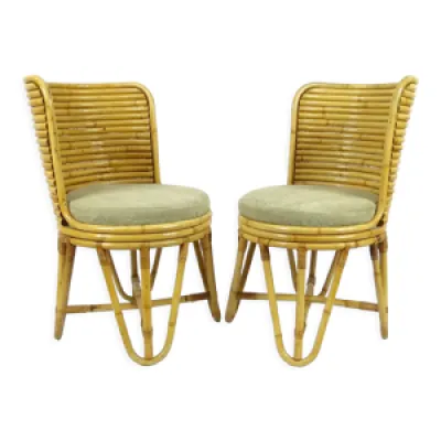 Ensemble de 2 chaises - style bambou 1950