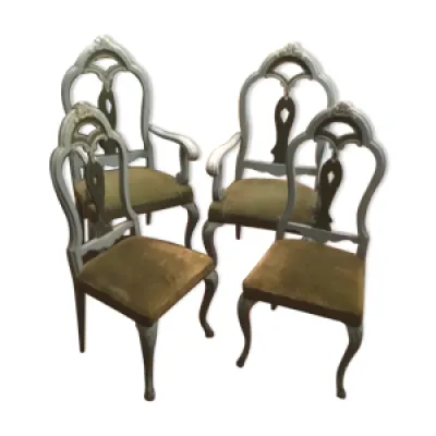 4 chaises en bois patiné - baroque italien