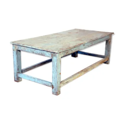 Ancienne table basse - patine bleue