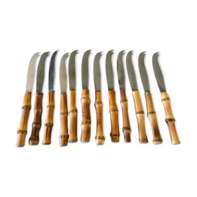 Ensemble de 12 couteaux - manche bambou