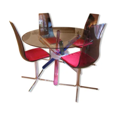Table en verre designer - chaises italien