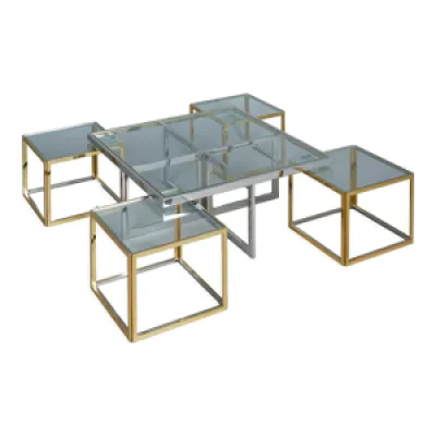Table basse en laiton - chrome tables