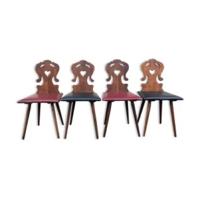 Lot de 4 chaises alsacienne - art bois