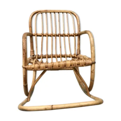 Rocking chair enfant - rotin bambou 1960