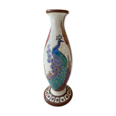 vase ancien Longwy décor - art
