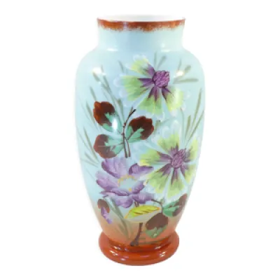 Vase en opaline verre - decor peint