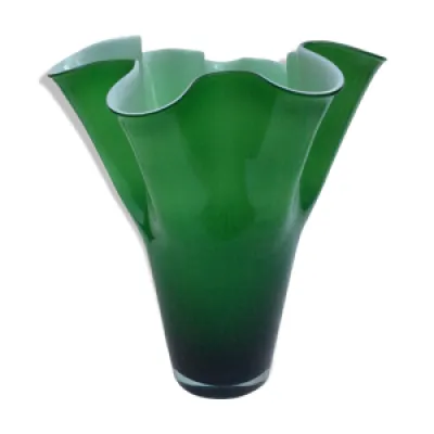 Vase mouchoir en verre - blanc vert