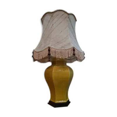 Lampe asia socle bois - coton