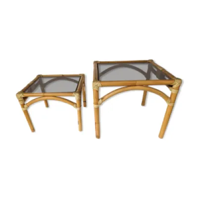Deux tables basse empilables - bambou