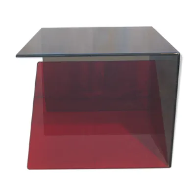 Table d'appoint contemporaine - rouge verre
