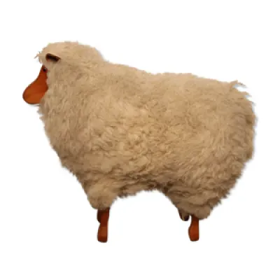 Repose-pieds mouton artisanal laine