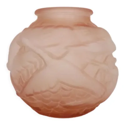 Vase boule Art Déco - rose verre