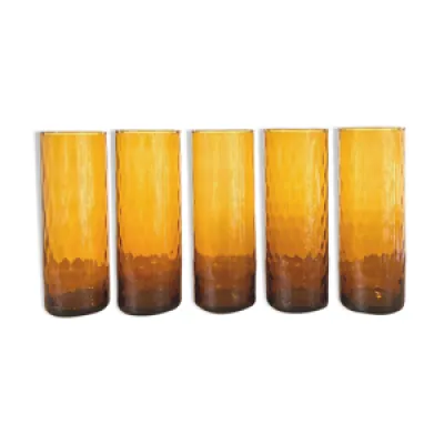 Lot de 5 verres vintage - orangeade verre