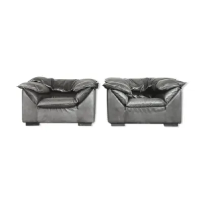 Grey Leather Danish Monza - armchairs