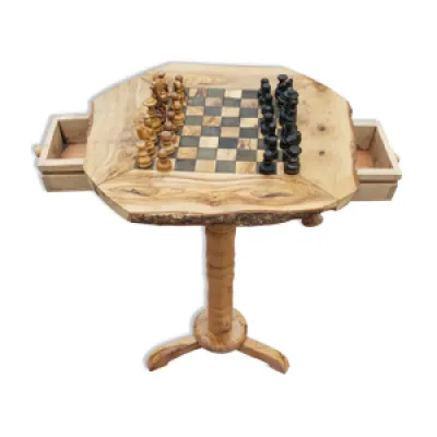 Table d'échecs rustique - bois naturel