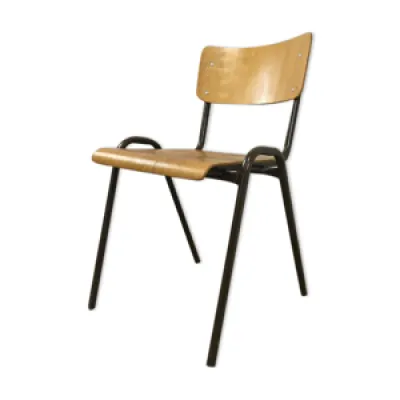 Chaise d’atelier des années 70 bois métal espace age design vintage