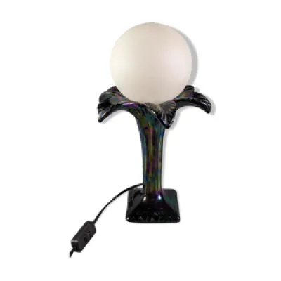Lampe céramique palmier - globe blanc
