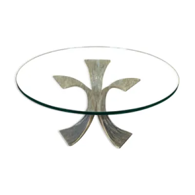 table basse des années - verre bronze
