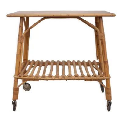 Table bambou à roulettes