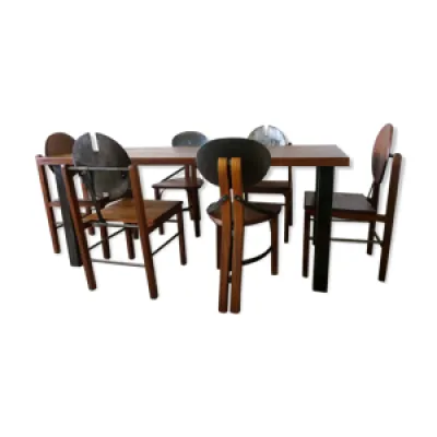 Table à manger brutaliste - six chaises