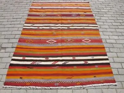 Colorful Turkish Kilim - area rug