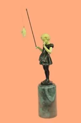 Petit Fille Pêche Figurine - statue