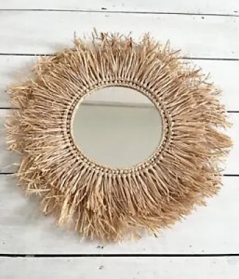 Miroir palmier marocain - raffia