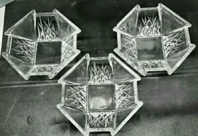 3 Fostoria Art Deco Glass - geometric