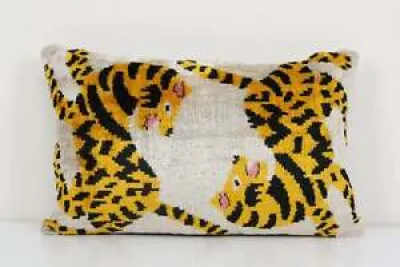Tiger Ikat Velvet Pillow, - cushion