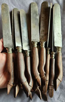 12 couteaux manches bois - pattes
